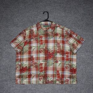 Lemon Grass Studio Women Plaid Floral Short Sleeve Button Up Shirt XL